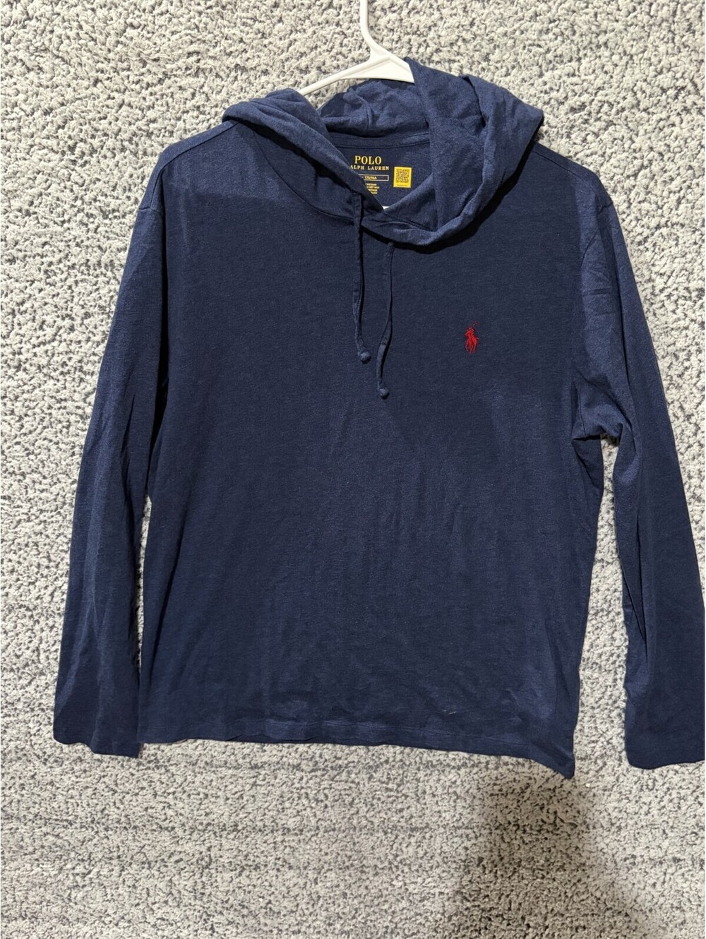 Polo Ralph Lauren Men's Hoodie Medium Navy Blue Long Sleeve Pony Logo Lightweigh